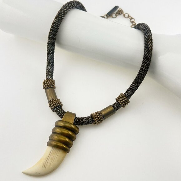 Jan Michaels Necklace Brass Artisan Bear Claw San Francisco Boho Artsy VTG - Picture 1 of 14